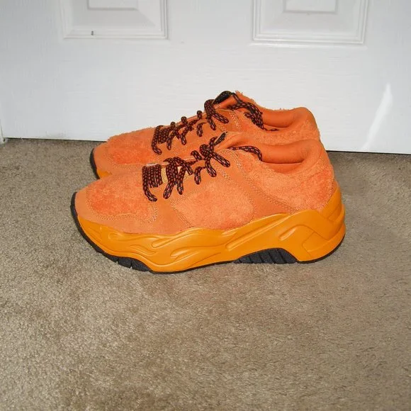 NEW! size 8.5/39 JUST CAVALLI Ladies Orange Fuzzy sneakers - Picture 8 of 15